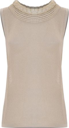 Kocca Sleeveless Tops, female, Beige, XL, Mesh Effect Blouse