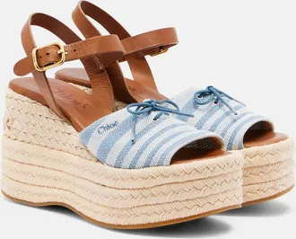 Chlo&eacute; Chlo&eacute; Sandalias con cu&ntilde;a de lona a rayas