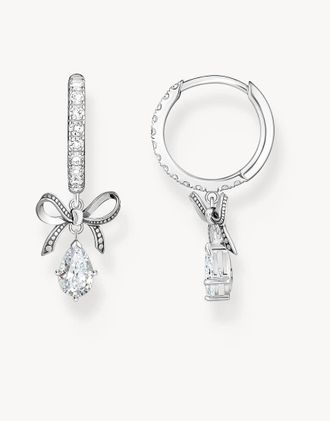 Thomas Sabo Orecchini a cerchio in argento sterling con pendente a forma di fiocco