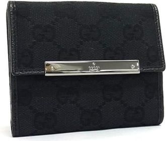 Gucci Black Canvas Leather Wallet (Bi-Fold) (Pre-Owned)