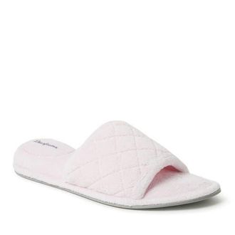 Dearfoams Beatrice Quilted Microfiber Terry Shower Slide Slipper in Fresh Pink at Nordstrom, Size X-Large