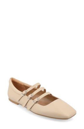 Journee Collection Darlin Multi Strap Mary Jane Flat in Beige at Nordstrom Rack, Size 7.5