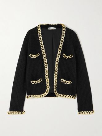 Tory Burch Cardigan Punto Waffle Con Catene Kendra - Nero