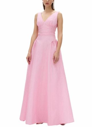 Rachel Gilbert Sophia Jacquard Gown In Pink