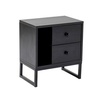Dmora Dmora - Mesa De Noche Rhiannon, C&oacute;moda Baja, Mesilla De Noche, Estante De La Cama, 45x30 H50 Cm, Negro