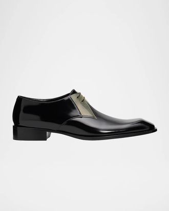 Saint Laurent Men & apos;s Nico Clear-Panel Leather Derby Shoes
