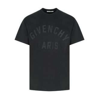 Givenchy T-Shirts, male, Black, S, Embroidered Logo Black T-Shirt