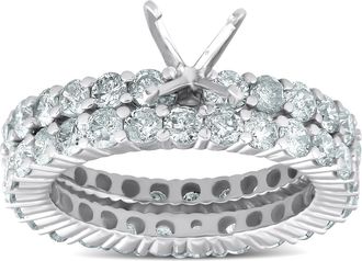 Pompeii3 3ct Diamond Eternity Wedding Engagement Matching Ring Setting 14k White Gold