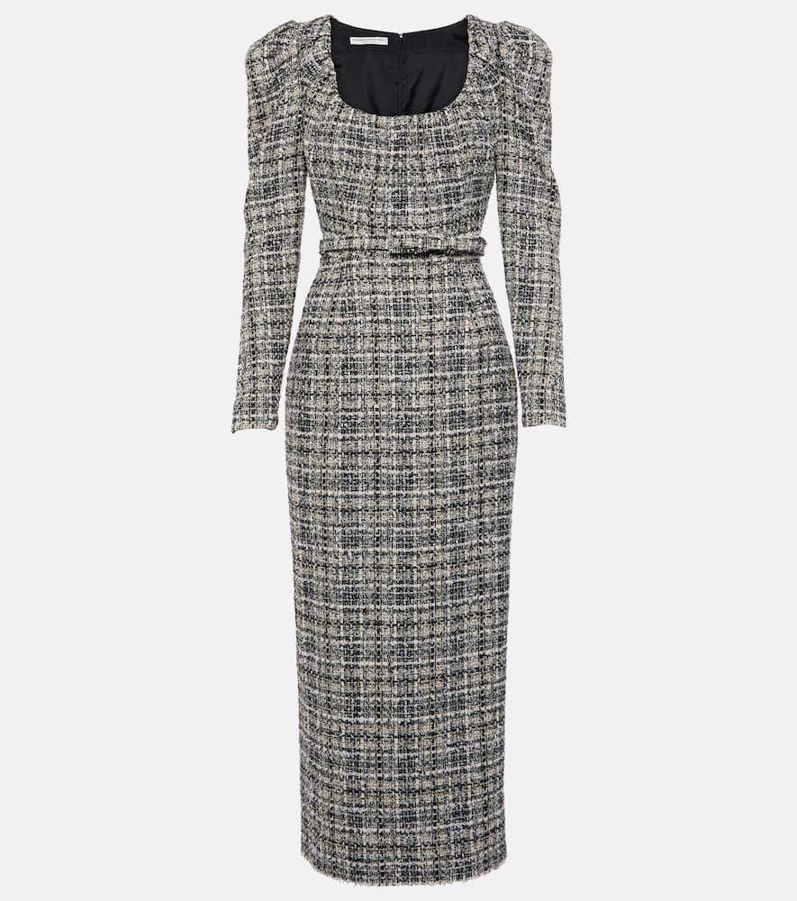 ワンピースその他 Alessandra Rich Black sequin tweed midi dress with buttons Alessandra Rich Black sequin tweed midi dress with buttons