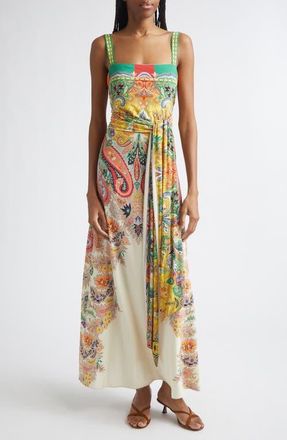 Etro Paisley Print Stretch Maxi Sundress in Print On White Base at Nordstrom, Size 10 Us
