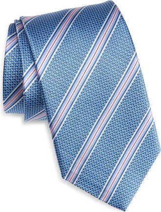 David Donahue Stripe Silk Jacquard Tie in Navy at Nordstrom