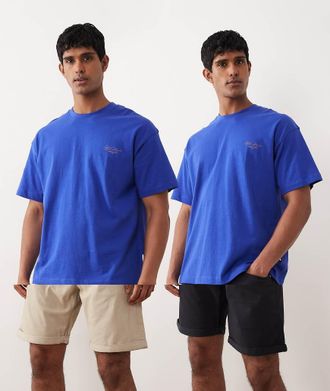 Jack & Jones Confezione da 2 pantaloncini beige e neri con risvolto-Nero