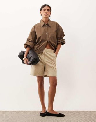 GANT Mom shorts a vita alta beige-Neutro