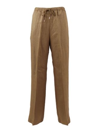 BRIGLIA 1949 Relaxed Straight Leg Linen Straight-Leg Pants