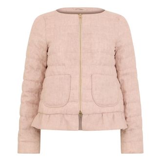 Herno Padded Jacket with Flounce at the Waist - female - Herno - Light Jackets - Pink - XL - Jackets