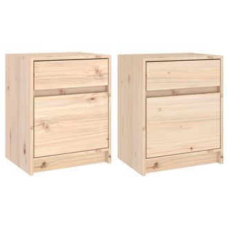 vidaXL Vidaxl - Mesitas De Noche 2 Uds Madera Maciza De Pino 40x31x50 Cm