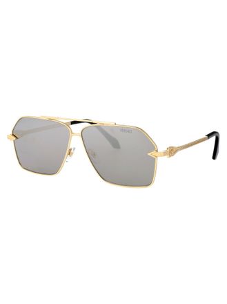 Versace 0VE2284 Gold Metal Rectangular Sunglasses - Gold