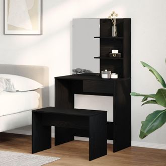 Berkfield Home Dressing Table Set Black Oak Engineered Wood