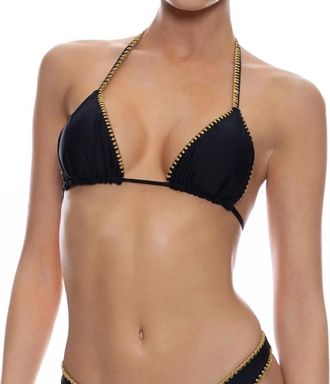 Luli Fama Luxe Stitch Seamless Triangle Bikini Top In Black