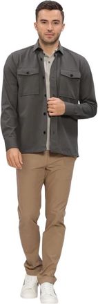 Genti Overhemden, Heren, Grijs, L, Katoen, Midtown Relaxed Fit Overshirt