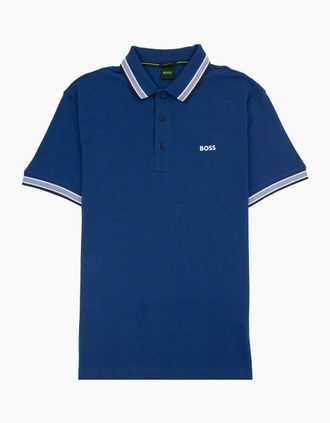 HUGO BOSS Mens Hugo Boss Embroidered Logo Paddy Polo Blue 435 - Navy - Size: 42