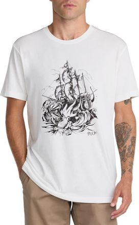 Rvca High Seas Trim Fit Graphic T-Shirt in Antique White at Nordstrom, Size Xx-Large