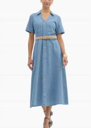 Entro Daisy Midi Dress In Denim