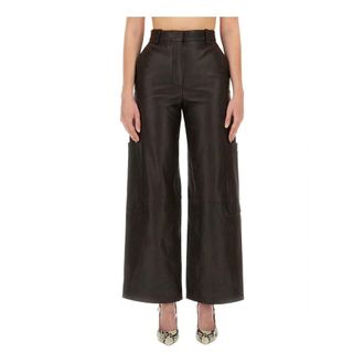 Khaite Dames, Broeken, Bruin, Maat: 2XS Leer