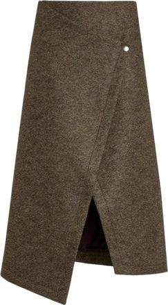 Margaux Lonnberg Adhel Wrap Skirt - Dames - Midirokken - Bruin - S - Wol - Rokken