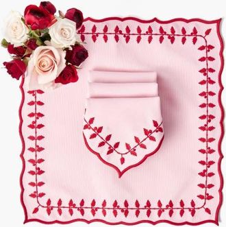 Mrs. Alice Pink & Red Laurel Napkins at Nordstrom