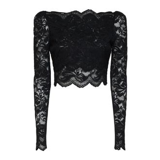 Paco Rabanne Blouses, female, Black, Size: 2XS Cropped Lace Top