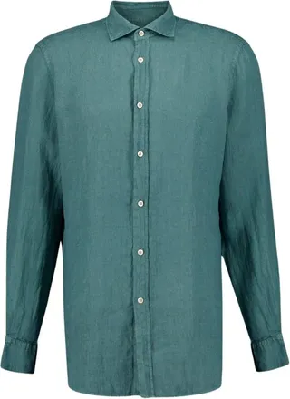 Boglioli Teal Linnen Overhemd - Heren - Casual Overhemden - Groen - 3XL - Linnen - Overhemden