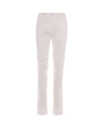 Patrizia Pepe Skinny White Twill Pants With Ruching Detail