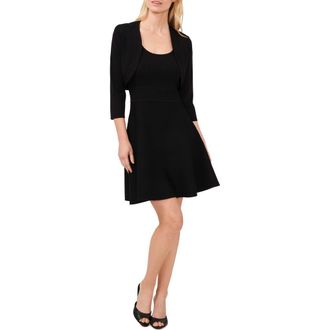 CeCe by Cynthia Steffe Rib Detail Bolero Jacket in Rich Black at Nordstrom, Size Medium