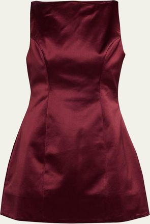 Retrof&ecirc;te Livie High-Neck Satin Mini Dress