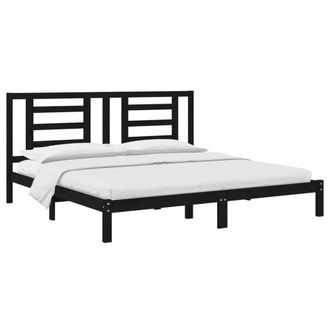 Berkfield Home Beautiful Bed Frame Black Solid Wood Pine 200x200 cm