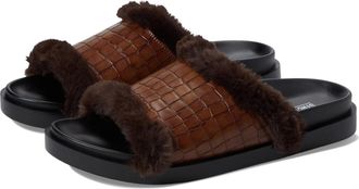 Stacy Adams Monty Sandals Mens M Cognac Crocodile Slip On Slide JOBB2265