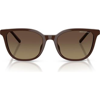 A|X Armani Exchange 54mm Gradient Polarized Cat Eye Sunglasses in Brown /Yellow Gradient at Nordstrom