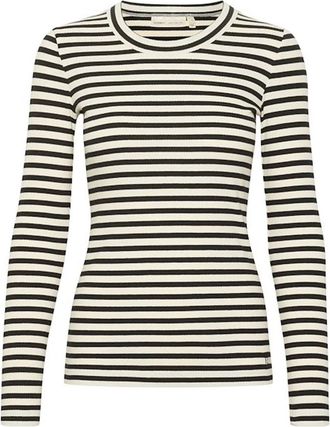Inwear Gestreept T-shirt LS Zwart / Wit - Dames - Longsleeves - Veelkleurig - 2XS - Tops