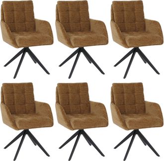 Hhg [nunca Usado] Juego De 6 Sillas De Comedor Hhg-705, Sillas De Cocina Giratorias Con Retorno Autom&aacute;tico, Tejido De Chenilla (680 G/m&sup2;) Con Certificaci&oacute;