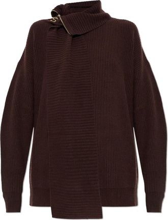 Sportmax Feltro Wool Sweater - Dames - Coltruien - Bruin - XS - Wol - Truien & Vesten