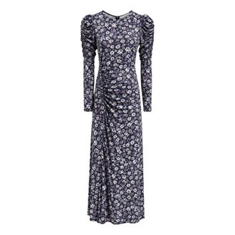 Mar De Margaritas Midi jurk met zijdelingse plooien en knopen - Dames - Casual kleedjes - Blauw - XL - Kleedjes