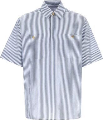Valentino Garavani Geborduurde Katoenmix Shirt - Heren - Korte mouwen Overhemden - Veelkleurig - XL - Katoen - Overhemden