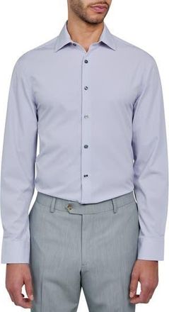 W.R.K Slim Fit Broken Stripe Print Recycled Performance Stretch Dress Shirt in White/Grey at Nordstrom Rack, Size 15.5