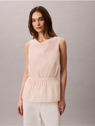 Calvin Klein Jeans Calvin Klein Womens Cotton Poplin Sleeveless Blouse - Orange - XL