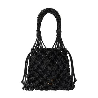 Pinko Pinko - Knotted Shoulder Bag - Dames - Tassen - Zwart - Maat: ONE Size Poliester