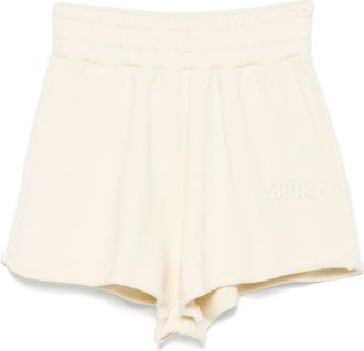 Autry Korte Broeken, Dames, Beige, M, Katoen, Shorts met elastische tailleband en logo