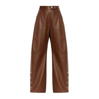 Sportmax Broeken, Dames, Bruin, 2Xs, Leer, Cinepresa Leren Broek