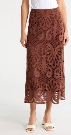 NSR Lace Trim A-Line Skirt in Brown at Nordstrom Rack, Size X-Large
