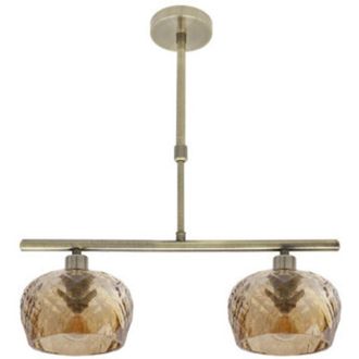 Fabrilamp Fabrilamp - Lampara Estela 2xe14 Cuero Regx41x13 Cm C/tulipas Cristal Tallado Ambar